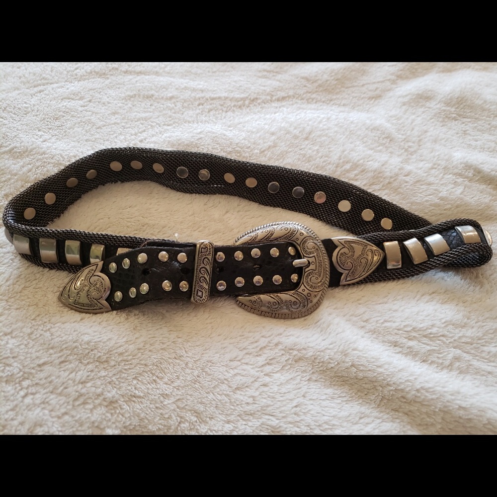 Authentic women's black studded belt